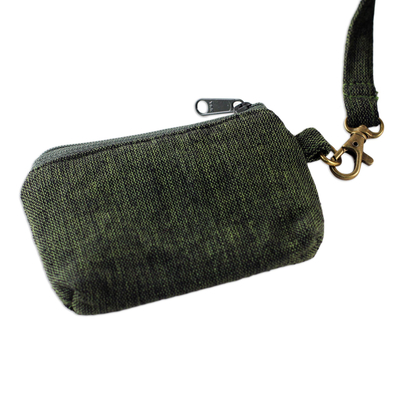 Cotton hobo bag with coin purse, 'Surreal Green' - Leaf Green Cotton Hobo Style Handbag with Coin Purse