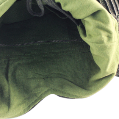 Hobo-Tasche aus Baumwolle mit Münzfach - Blattgrüne Handtasche im Hobo-Stil aus Baumwolle mit Münzfach