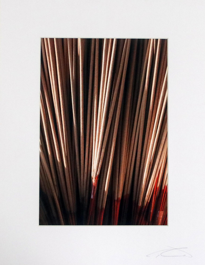 Signed and Matted Color Photograph of Drying Incense