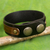 Leather bracelet, 'Rough and Tumble in Black' - Unisex Leather Bracelet in Black and Brown with Brass Snaps (image 2b) thumbail