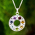 Multigemstone chakra pendant necklace, 'Chakra Honor Wheel' - Artisan Crafted Silver and Gemstone Chakra Pendant Necklace thumbail