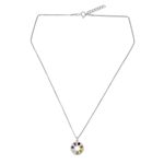 Multigemstone chakra pendant necklace, 'Chakra Honor Wheel' - Artisan Crafted Silver and Gemstone Chakra Pendant Necklace
