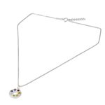 Multigemstone chakra pendant necklace, 'Chakra Honor Wheel' - Artisan Crafted Silver and Gemstone Chakra Pendant Necklace