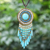 Calcite beaded pendant necklace, 'Blue Waterfall Sun' - Blue Bohemian Style Beaded Necklace from Thailand thumbail