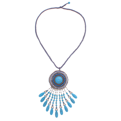 Blue Bohemian Style Beaded Necklace from Thailand