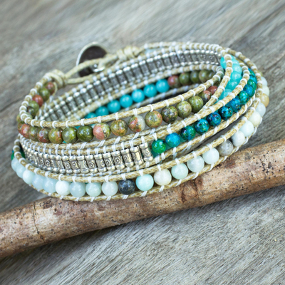 Multi Gemstone Bead Wrap Bracelet in Blues and Greens - Ocean Commotion ...
