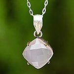 Faceted Pink Chalcedony Pendant Necklace from Thai Artisan, 'Modern Sensibilities'