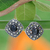 Onyx and marcasite button earrings, 'Vintage Belle' - Vintage Style Onyx and Marcasite 925 Silver Button Earrings (image 2) thumbail