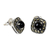 Onyx and marcasite button earrings, 'Vintage Belle' - Vintage Style Onyx and Marcasite 925 Silver Button Earrings (image 2b) thumbail