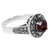 Garnet single stone ring, 'Contemporary Belle' - Garnet and Marcasite Sterling Silver Ring Artisan Jewelry (image 2c) thumbail