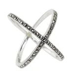 Marcasite band ring, 'Siam Atom' - Original Thai Ring Hand Crafted with Silver and Marcasite