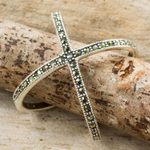 Marcasite band ring, 'Siam Atom' - Original Thai Ring Hand Crafted with Silver and Marcasite