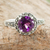 Amethyst single stone ring, 'Contemporary Belle' - Amethyst and Marcasite Sterling Silver Ring Artisan Jewelry thumbail
