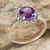 Amethyst single stone ring, 'Contemporary Belle' - Amethyst and Marcasite Sterling Silver Ring Artisan Jewelry (image 2b) thumbail