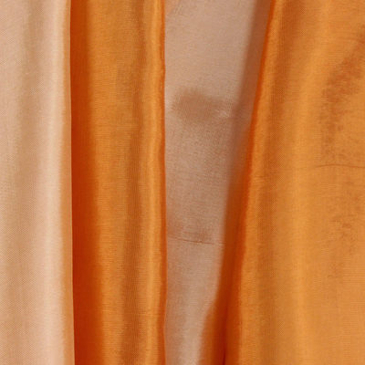 Pañuelo de mezcla de seda y rayón - Bufanda brillante en mezcla de rayón y seda en naranja de dos tonos