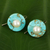 Calcite and cultured pearl drop earrings, 'Bohemian Moon' - Turquoise Color Calcite Earrings with Cultured Pearls (image 2) thumbail