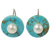 Calcite and cultured pearl drop earrings, 'Bohemian Moon' - Turquoise Color Calcite Earrings with Cultured Pearls thumbail