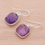 Amethyst dangle earrings, 'Lavender Breeze' - Handcrafted Sterling Silver and Faceted Amethyst Earrings (image 2b) thumbail