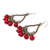 Beaded earrings, 'Red Harmony' - Artisan Crafted Brown Red Beaded Silver Hook Earrings (image 2b) thumbail