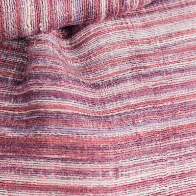 Seidentuch - Handgewebter Schal aus 100 % Seide in Rot, Lila und Rosa