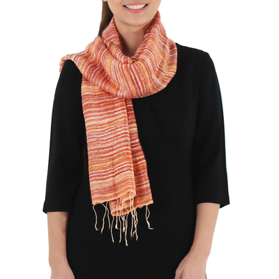 Silk scarf, Orange Iridescence