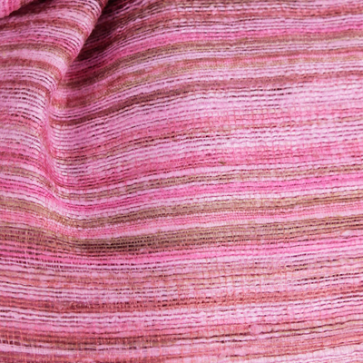 Seidentuch - Thailändischer handgewebter Schal aus 100 % Seide in Rosa und Braun