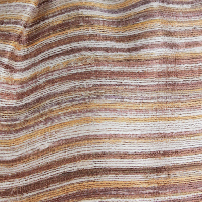 Pañuelo de seda - Pañuelo marrón y naranja de seda hilada a mano de Tailandia