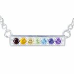 Multi-gemstone pendant necklace, 'Rainbow Chakra' - Multi Gemstone Chakra Pendant Necklace in Sterling Silver