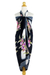 Rayon batik sarong, 'Luminous Orchids' - Artisan Crafted Black Rayon Sarong with Floral Motif (image 2c) thumbail