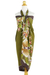 Rayon batik sarong, 'Autumn Cattleya' - Handmade Olive Green Rayon Sarong with Floral Motif (image 2b) thumbail