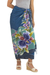 Rayon batik sarong, 'Grand Cattleya' - Hand Crafted Blue Rayon Sarong with Orchid Motif thumbail