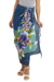 Rayon batik sarong, 'Grand Cattleya' - Hand Crafted Blue Rayon Sarong with Orchid Motif (image 2b) thumbail
