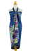 Rayon batik sarong, 'Grand Cattleya' - Hand Crafted Blue Rayon Sarong with Orchid Motif (image 2c) thumbail
