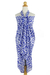 Silk batik sarong, 'Blueberry Spiral' - Artisan Crafted Thai Silk Batik Sarong in Blue (image 2b) thumbail