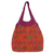 Cotton shoulder bag, 'Sunset Parade of Elephants' - Women's Cotton Shoulder Bag with Red Elephants from Thailand