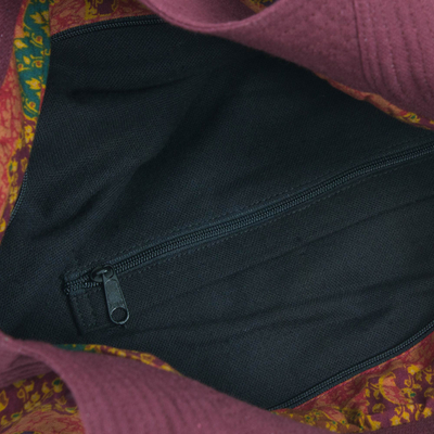 Umhängetasche aus Baumwolle - Damen-Schultertasche aus Baumwolle mit roten Elefanten aus Thailand