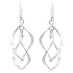 Sterling silver dangle earrings, 'Linking Leaves' - Thai Artisan Crafted Sterling Silver Dangle Earrings