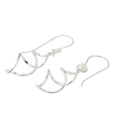 Sterling silver dangle earrings, 'Lotus Whirl' - Sterling Silver Artisan Crafted Earrings from Thailand