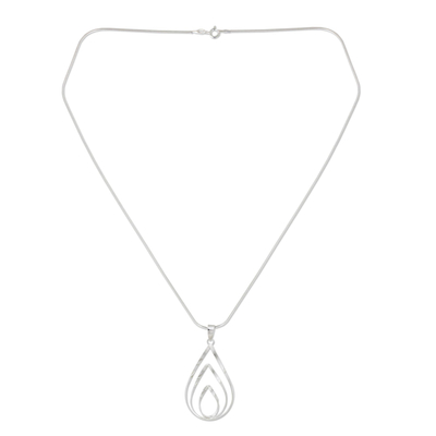 Sterling silver pendant necklace, 'Lotus Flame' - Polished Sterling 925 Fair Trade Pendant Necklace