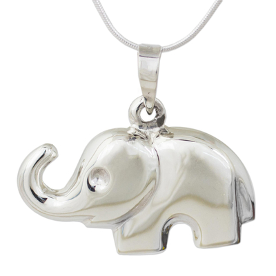Collar colgante de plata esterlina - Collar con colgante de elefante hecho a mano de plata esterlina tailandesa