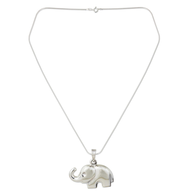 Sterling silver pendant necklace, 'Petite Pachyderm' - Thai Sterling Silver Handcrafted Elephant Pendant Necklace
