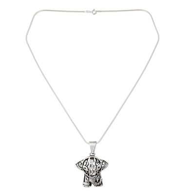 Halskette mit Anhänger aus Sterlingsilber - Handgefertigte Halskette aus Sterlingsilber mit Elefantenanhänger
