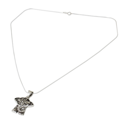 Sterling silver pendant necklace, 'Elephant Gaze' - Hand Crafted Sterling Silver Necklace with Elephant Pendant