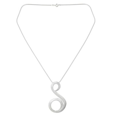 Sterling silver pendant necklace, 'Serpentine' - Sterling Silver Snake Chain Necklace with Letter S Pendant
