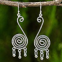 Sterling silver dangle earrings, 'Mesmerizing Ways' - Contemporary Spiral Shaped Sterling Silver Dangle Earrings