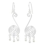 Sterling silver dangle earrings, 'Mesmerizing Ways' - Contemporary Spiral Shaped Sterling Silver Dangle Earrings