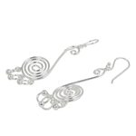 Sterling silver dangle earrings, 'Mesmerizing Ways' - Contemporary Spiral Shaped Sterling Silver Dangle Earrings