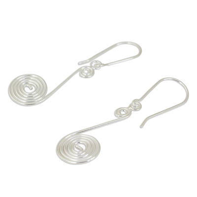 Sterling silver dangle earrings, 'Young Fronds' - Handmade Sterling Silver Dangle Earrings from Thailand