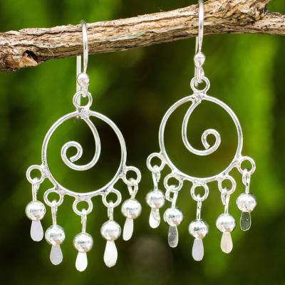 Sterling silver chandelier earrings, 'Fancy' - Hand Crafted Sterling Silver Chandelier Style Earrings