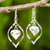 Sterling silver dangle earrings, 'Captive Heart' - Sterling Silver 925 Heart Motif Dangle Earrings thumbail